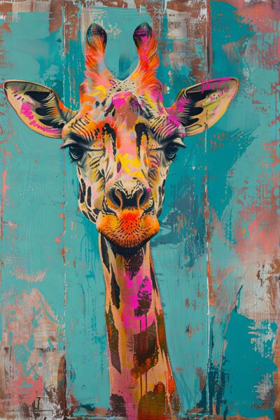 Giraffe Kopf bunt Poster