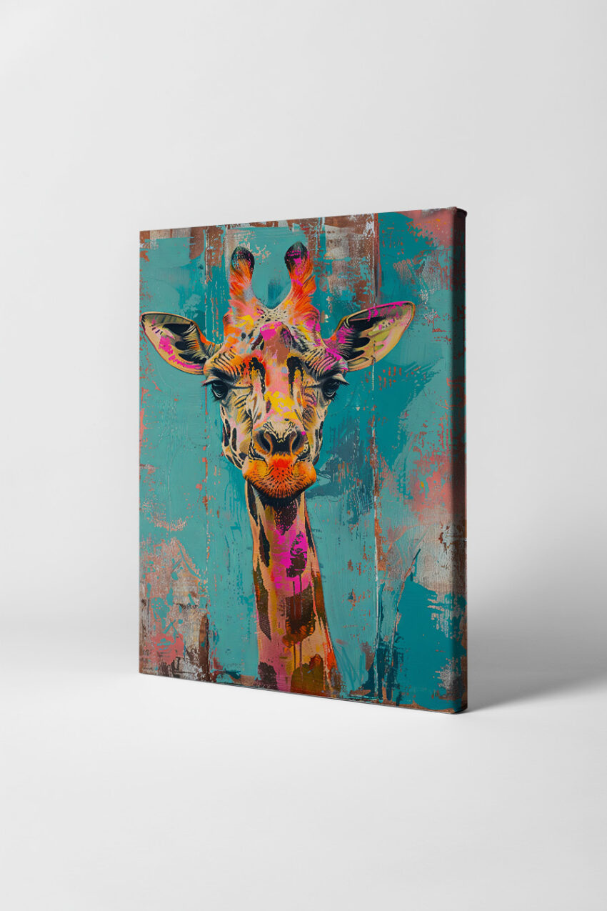 Digitale Kunst Poster Giraffe Kopf bunt farbig