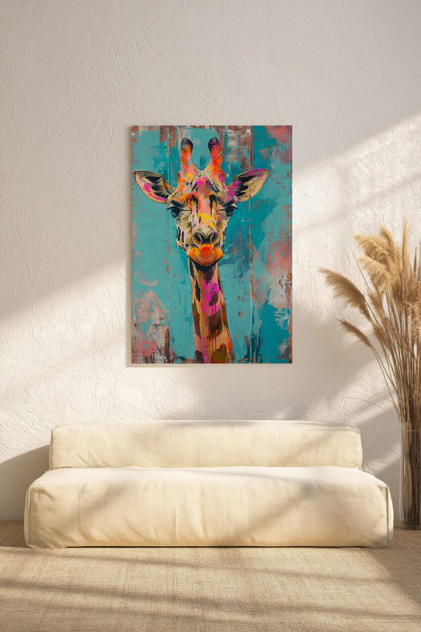 Digitale Kunst Poster Giraffe Kopf bunt farbig
