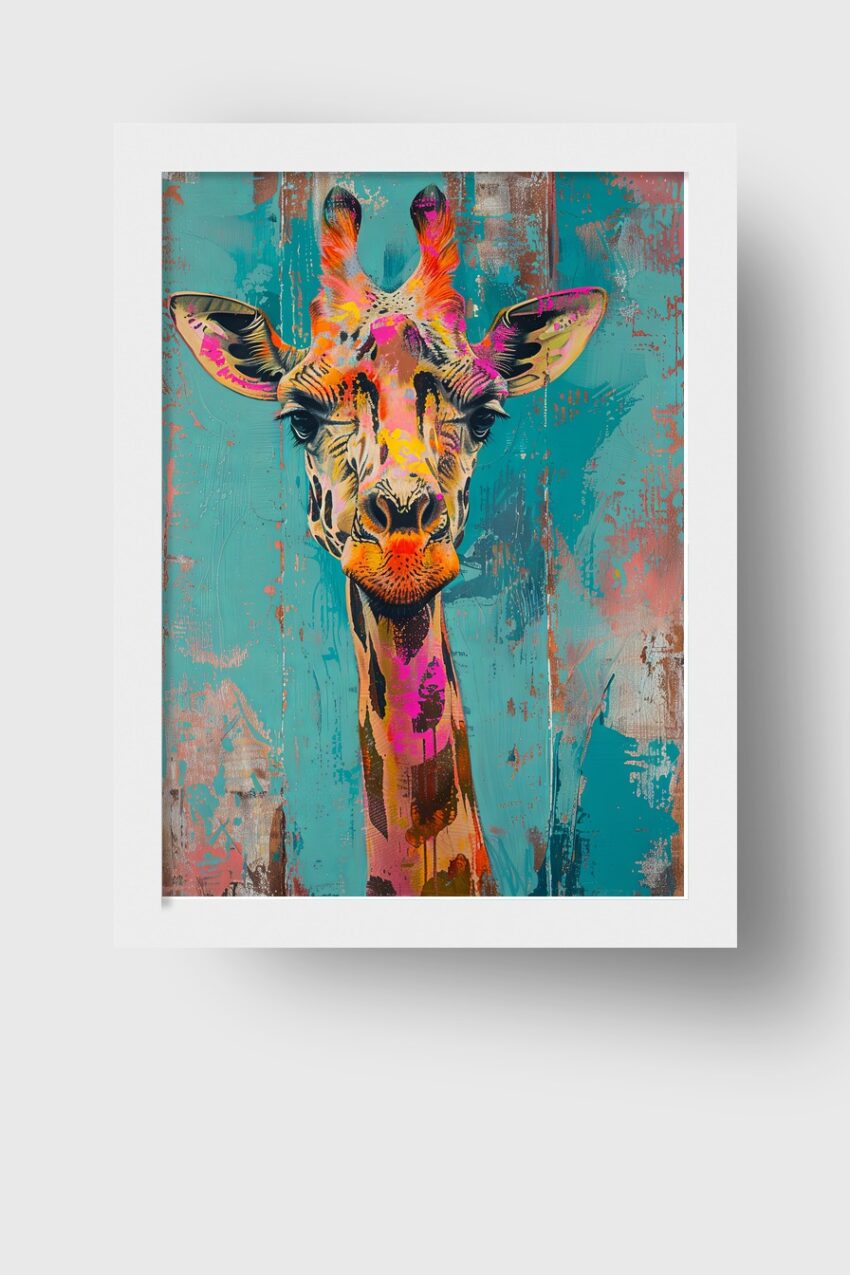 Digitale Kunst Poster Giraffe Kopf bunt farbig