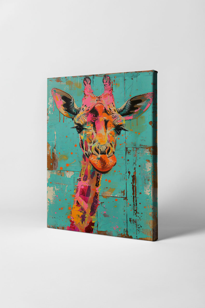 Digitale Kunst Poster Giraffe farbig bunt