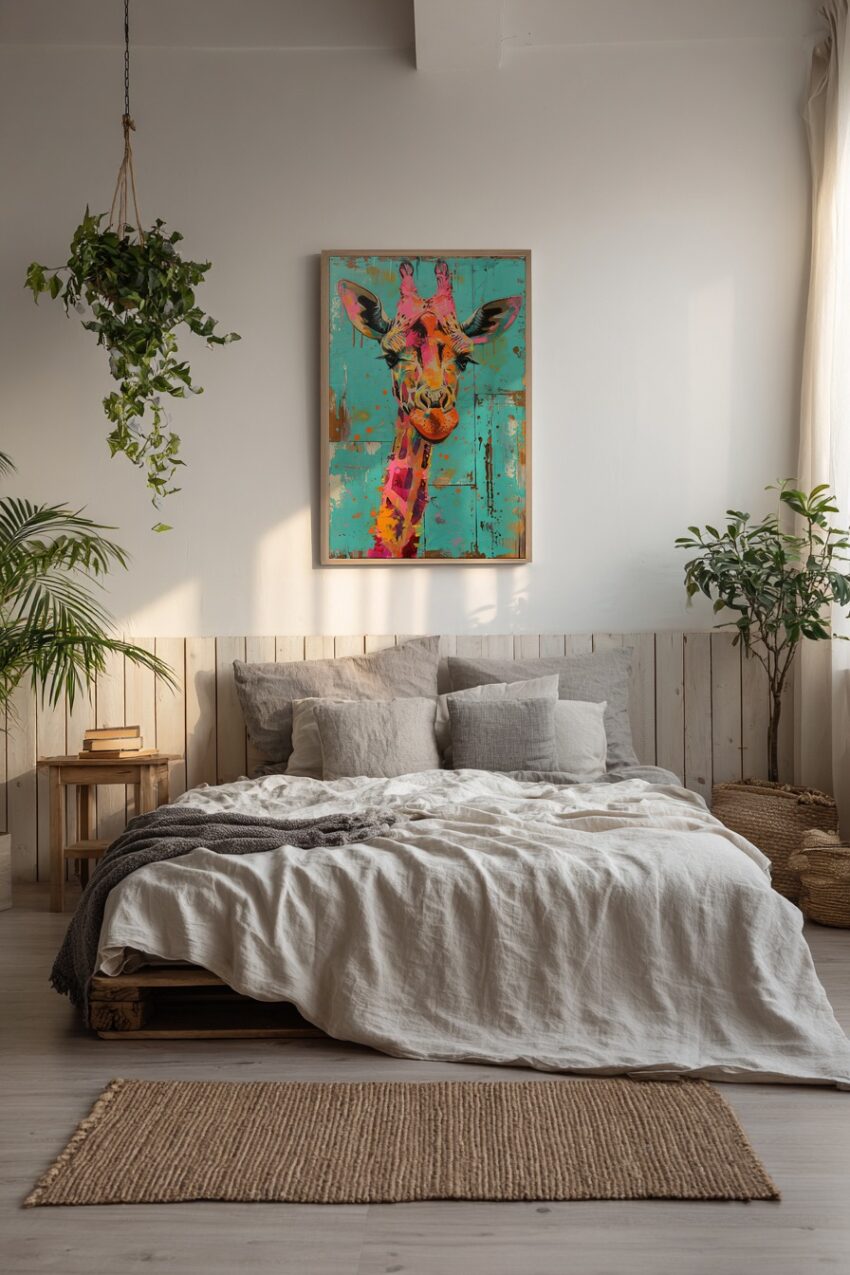 Digitale Kunst Poster Giraffe farbig bunt