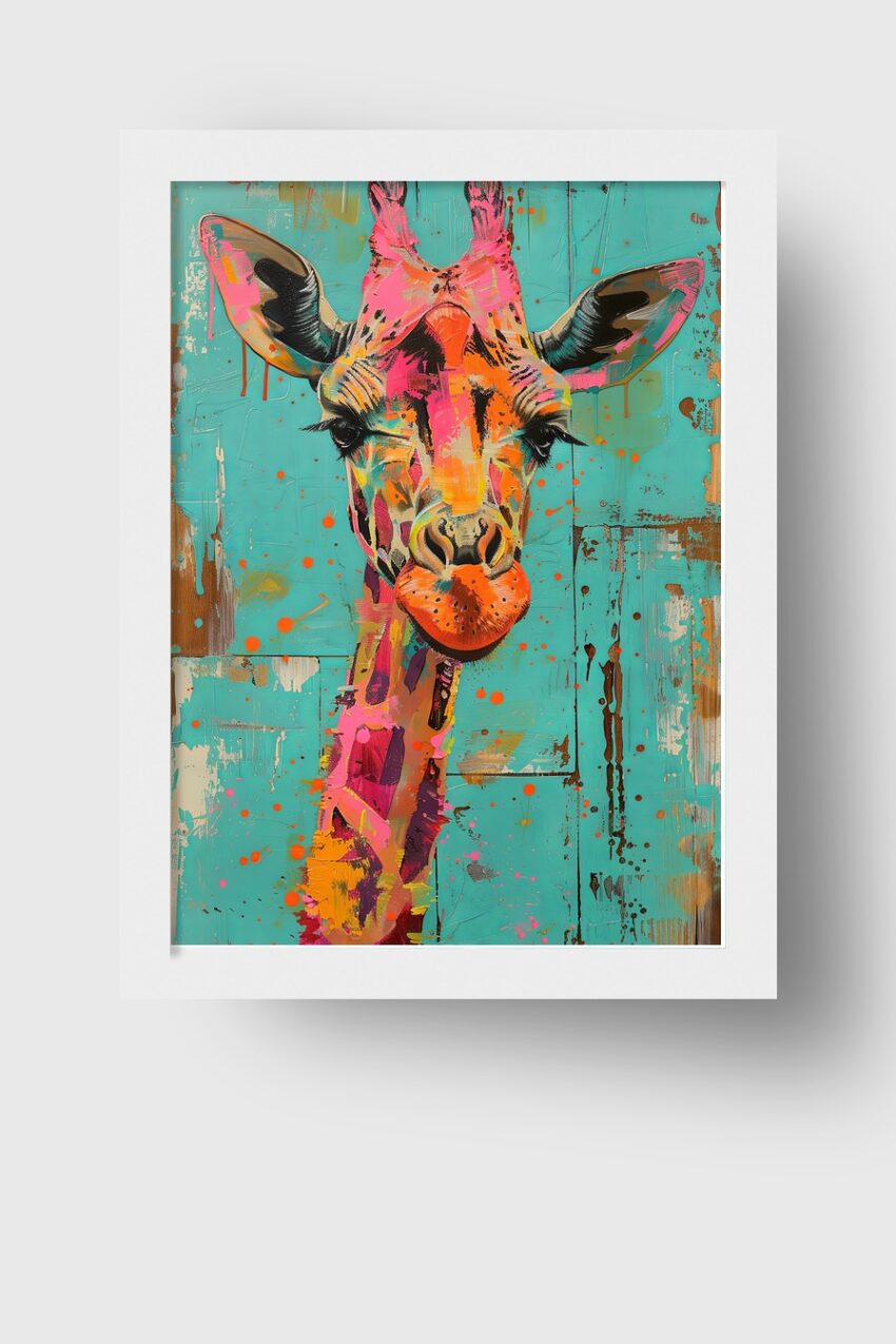 Digitale Kunst Poster Giraffe farbig bunt