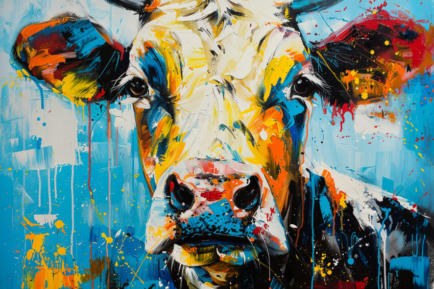 Grafik Poster Kuh bunt farbig abstrakt