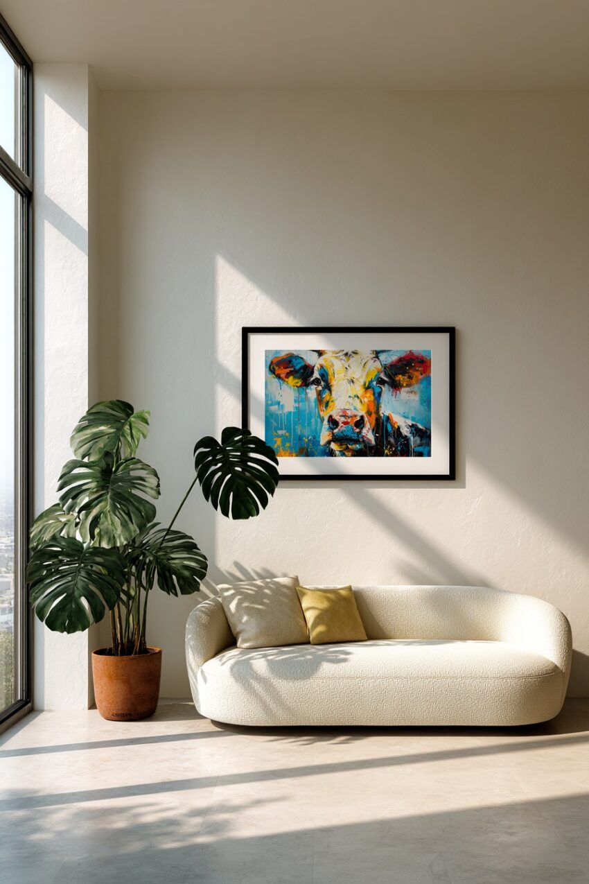 Grafik Poster Kuh bunt farbig abstrakt