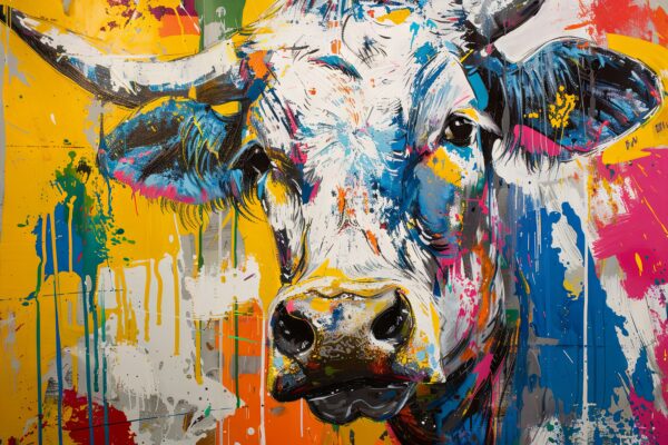 Kuh farbig Leinwandbild