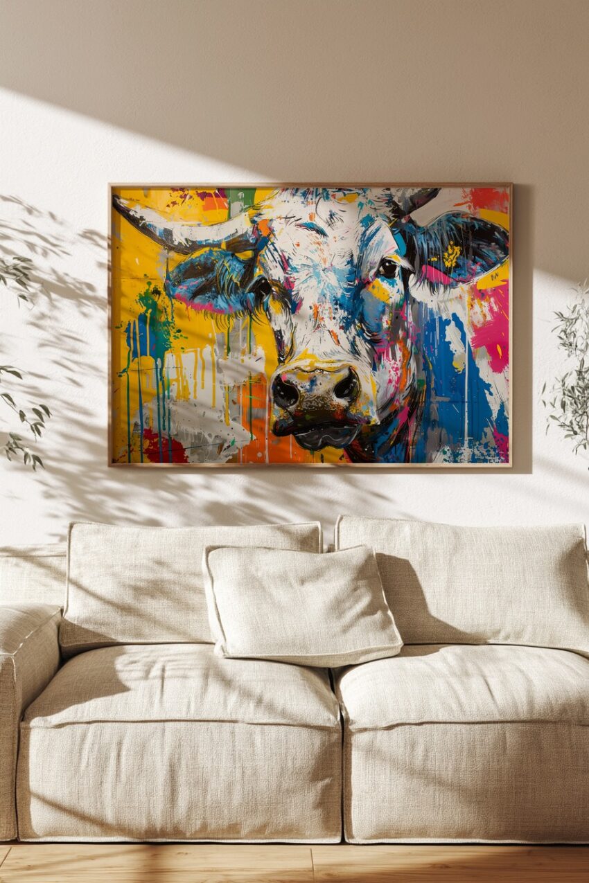 Grafik Poster Kuh farbig bunt