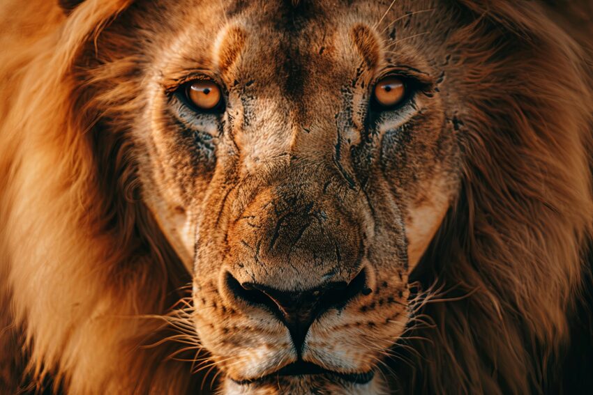 Fotografie Poster Löwe Portrait braun intensiv