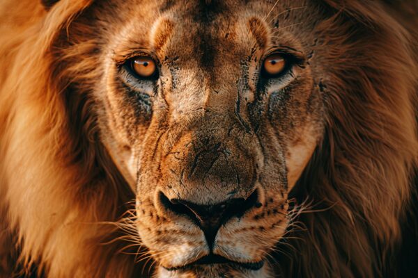 Löwenportrait intensiv Gerahmt