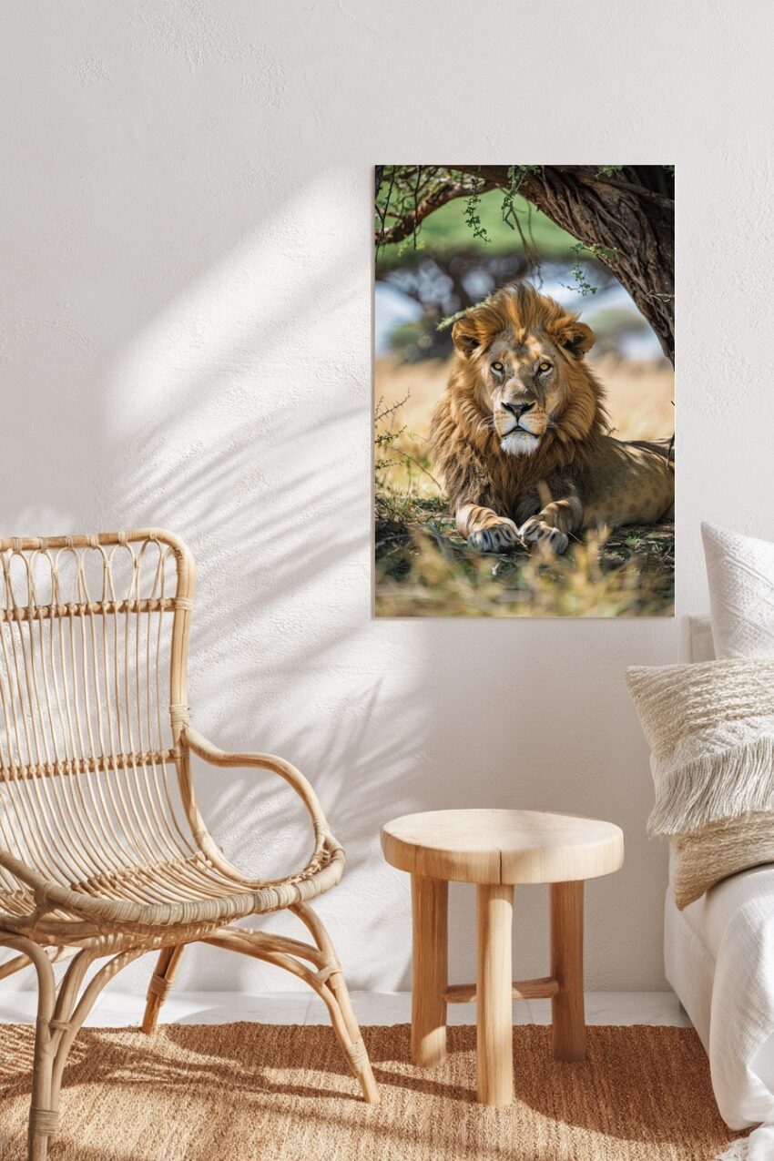 Fotografie Poster Löwe männlich liegend Schatten