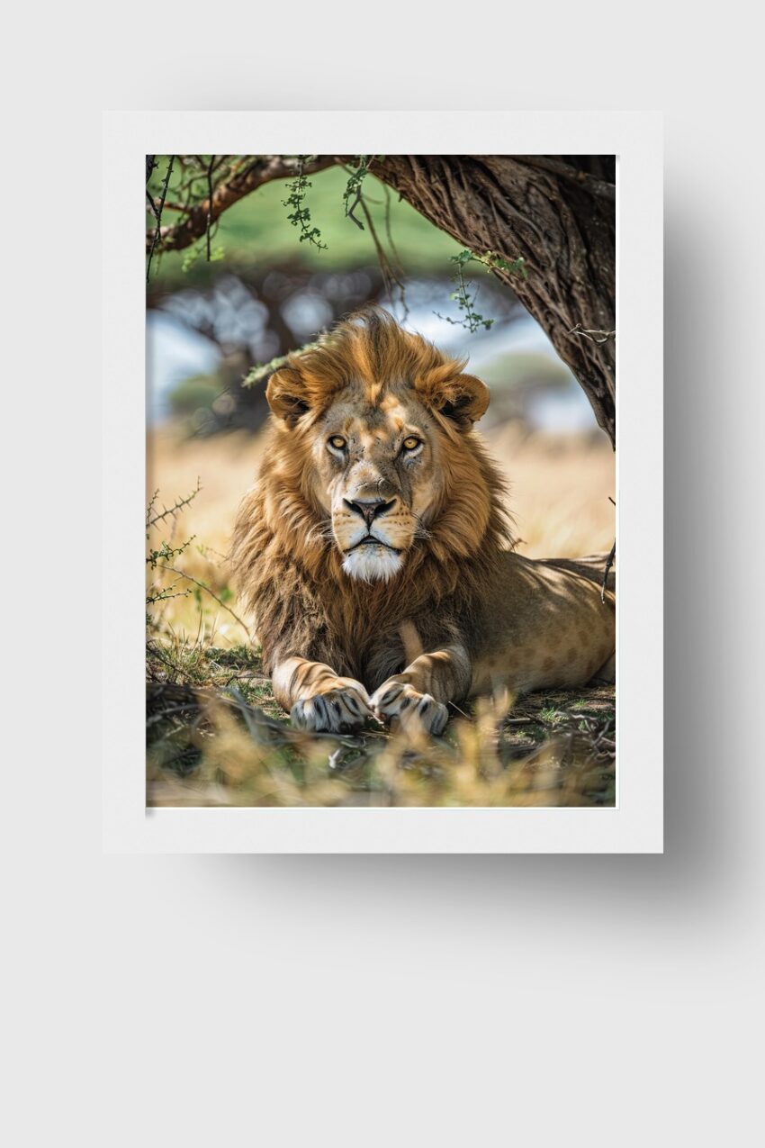 Fotografie Poster Löwe männlich liegend Schatten