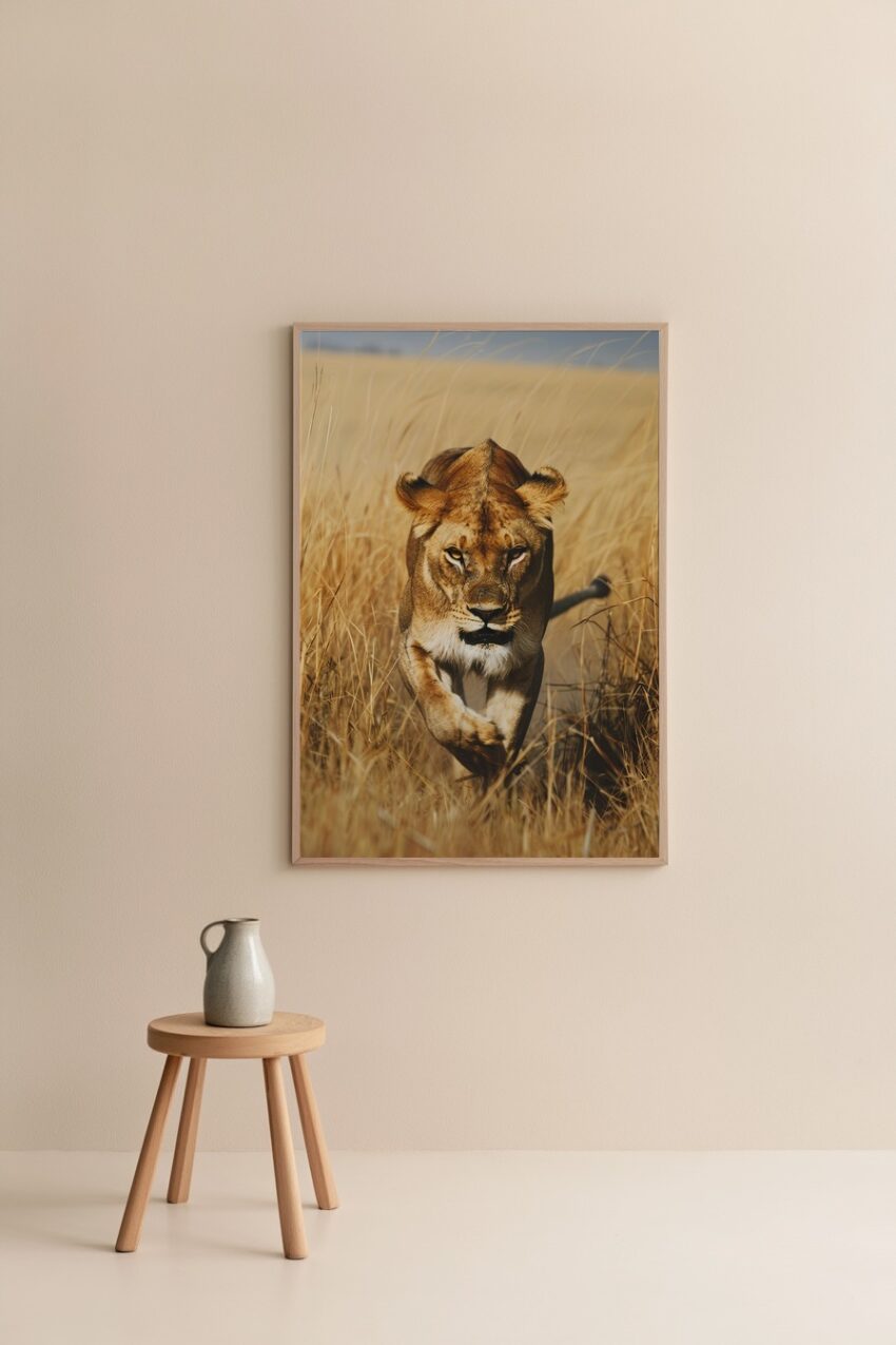 Fotografie Poster Löwin frontal braun natürlich