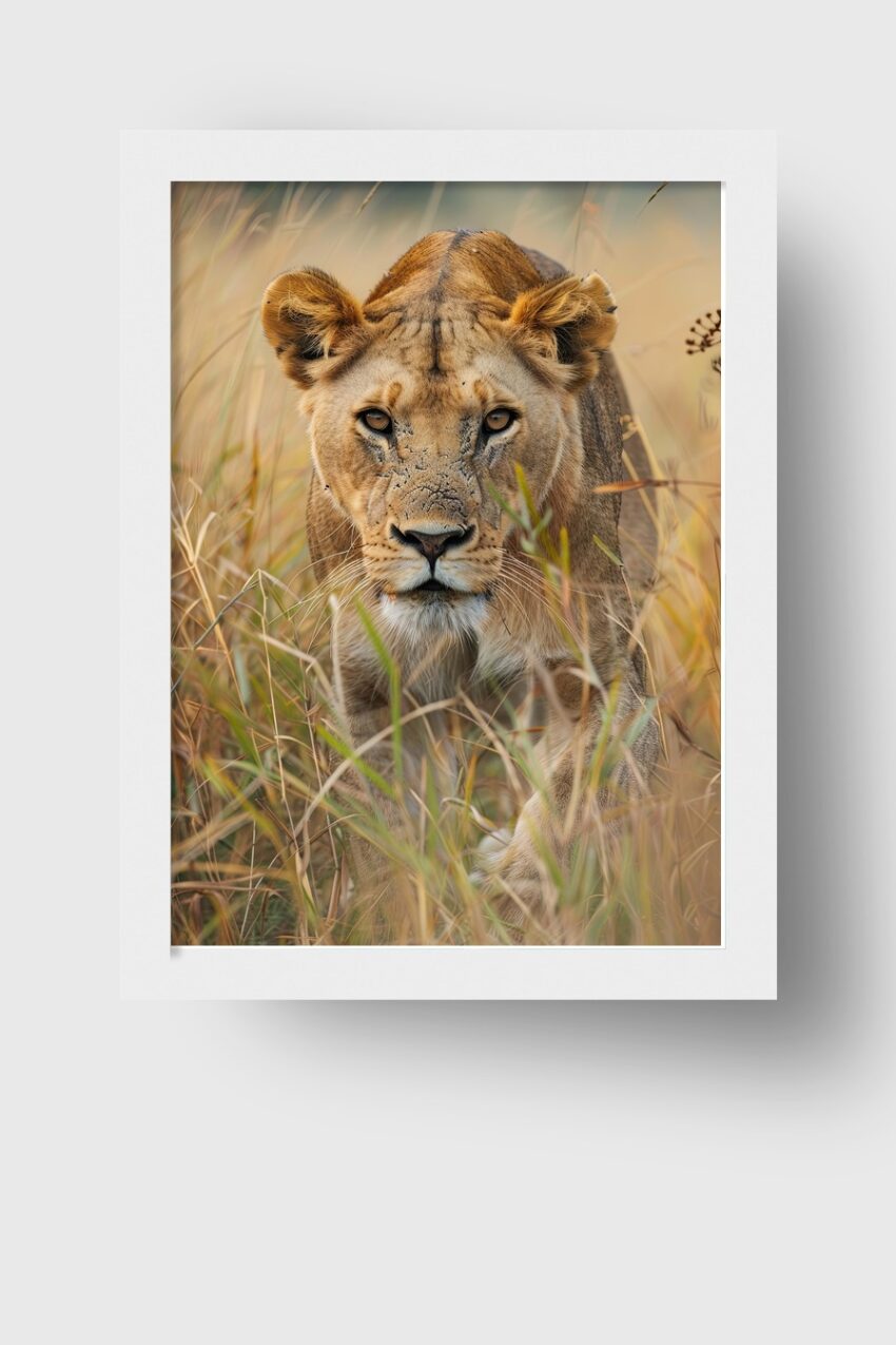 Fotografie Poster Löwin frontal gelb braun