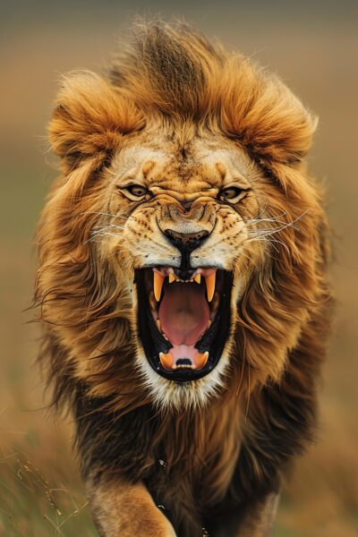 Löwe brüllend Gerahmt