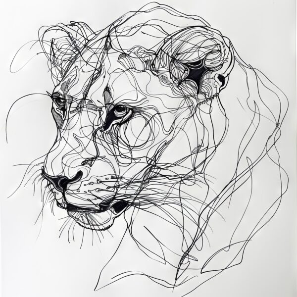 Löwin Linienzeichnung Poster