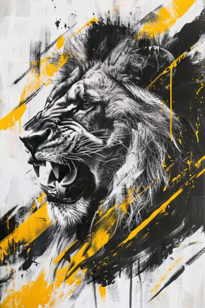 Löwenkopf abstrakt Gerahmt