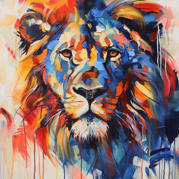 Löwe farbig Gerahmt