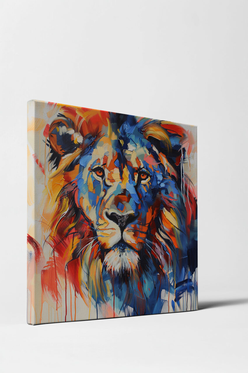 Grafik Poster Löwe farbig expressiv bunt