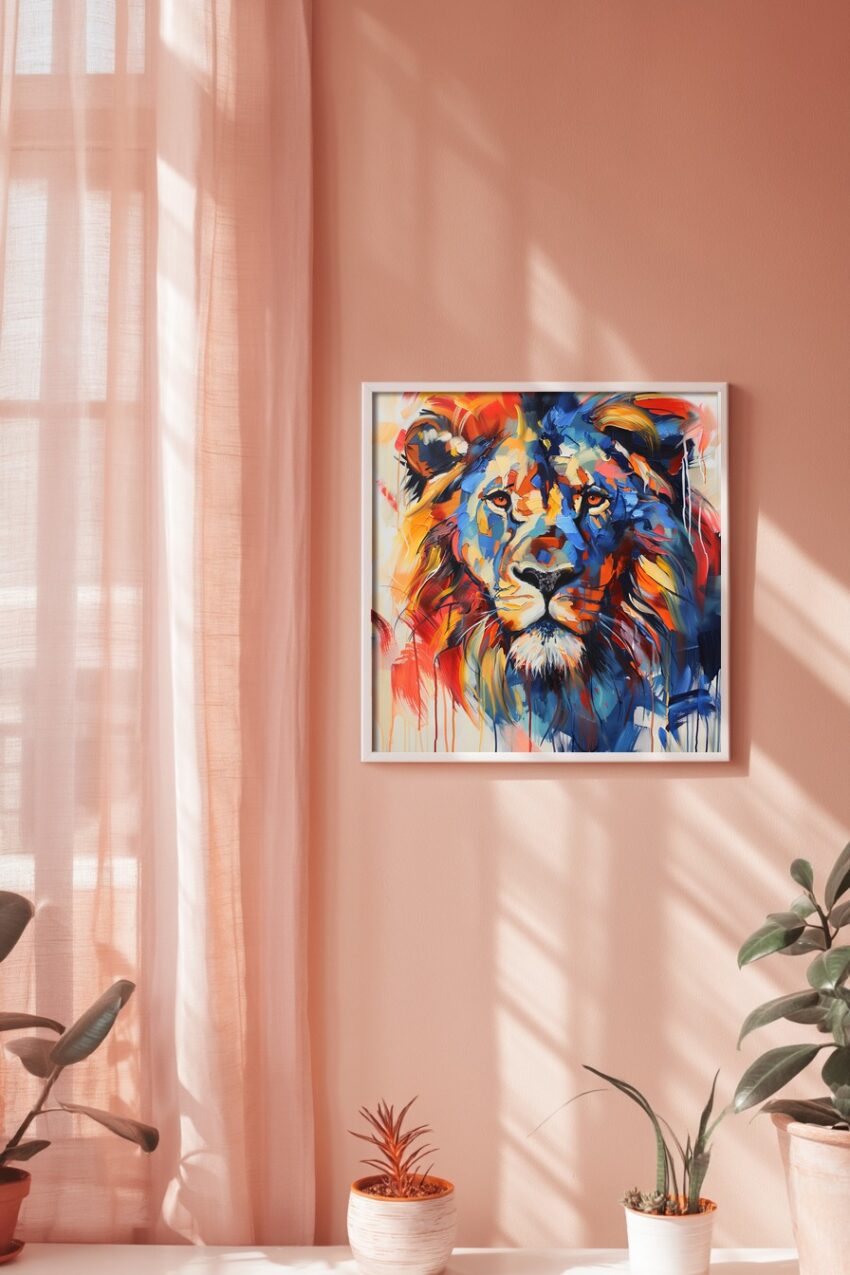 Grafik Poster Löwe farbig expressiv bunt