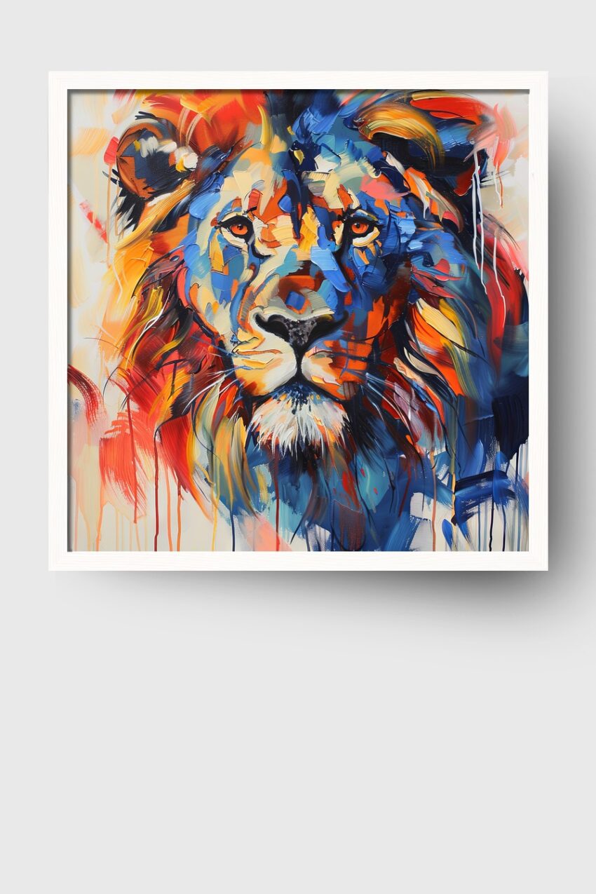 Grafik Poster Löwe farbig expressiv bunt