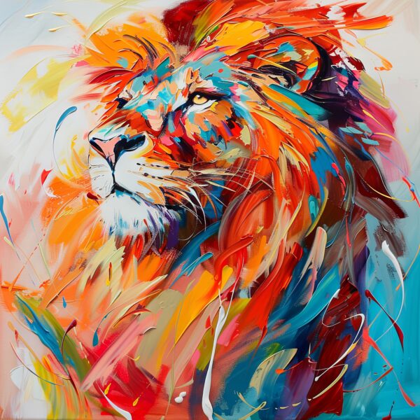 Bunter Löwenkopf Gerahmt