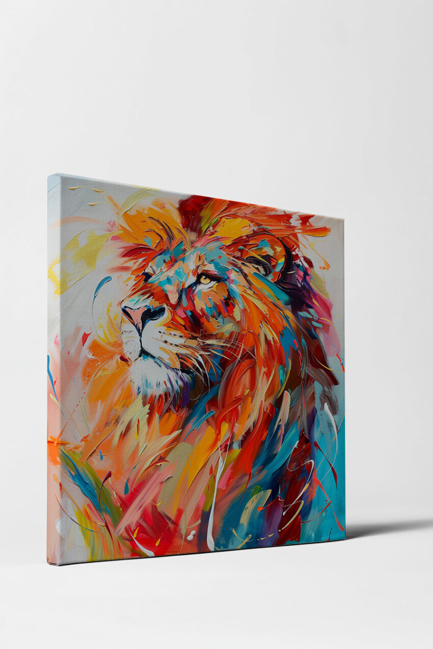 Abstrakt Poster Löwe farbig bunt lebhaft