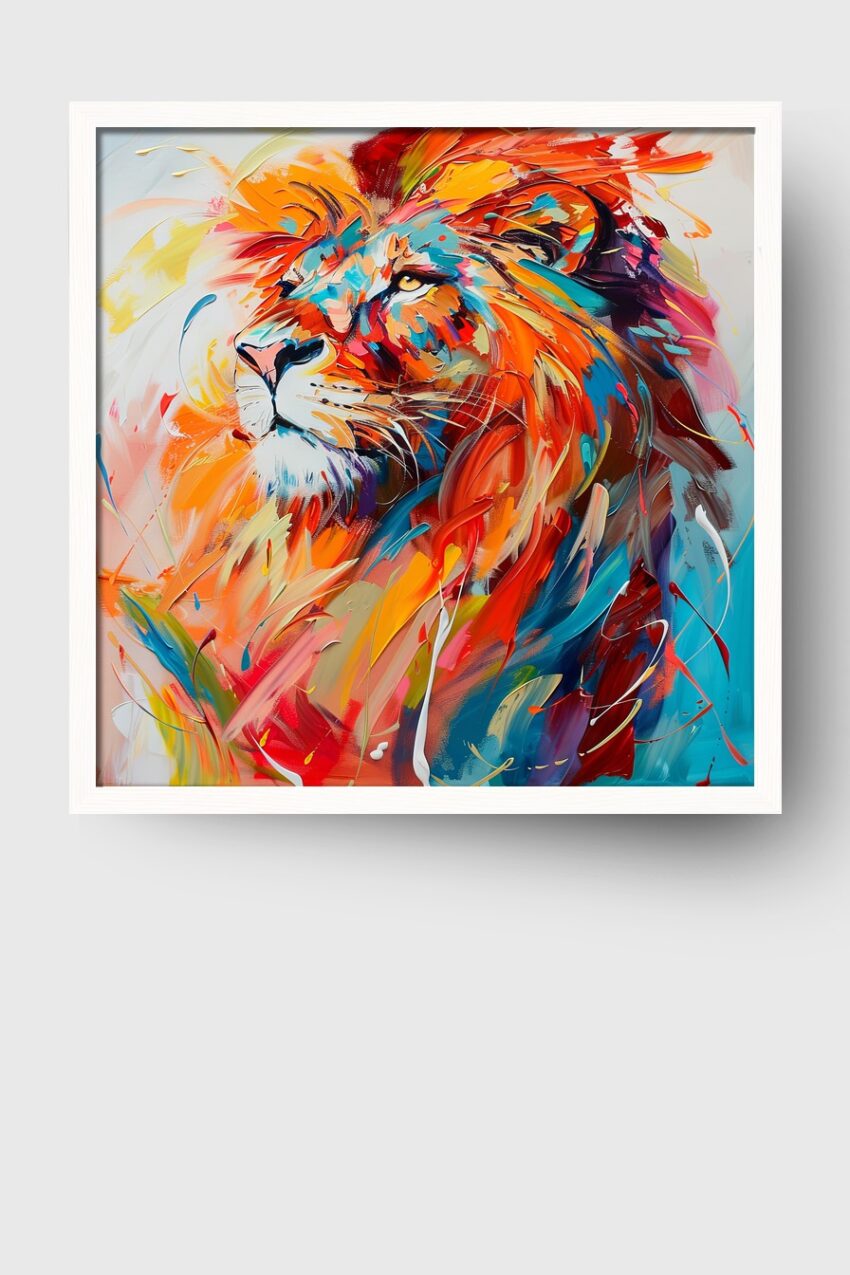 Abstrakt Poster Löwe farbig bunt lebhaft