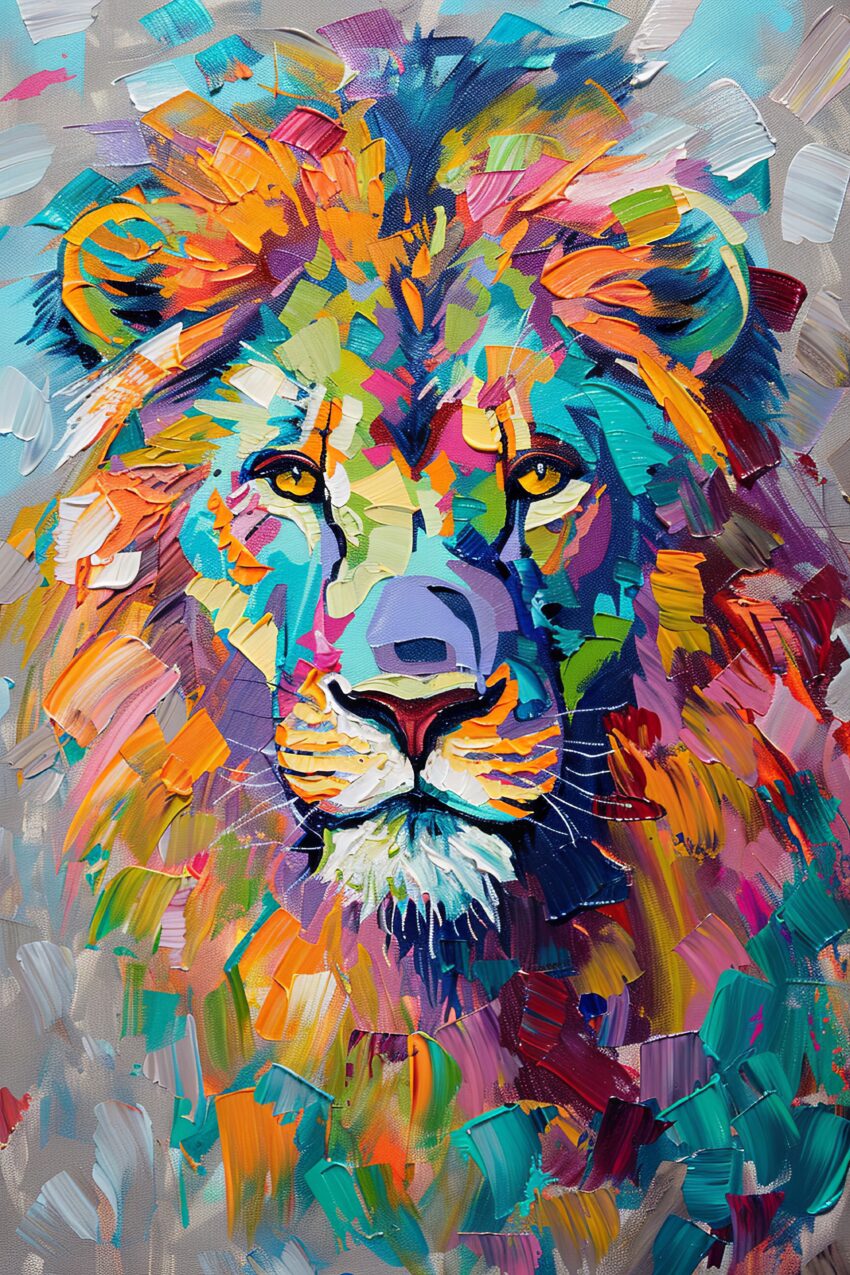 Digitale Kunst Poster Löwe farbig bunt