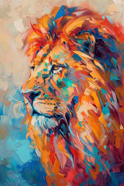 Löwenporträt farbig Poster