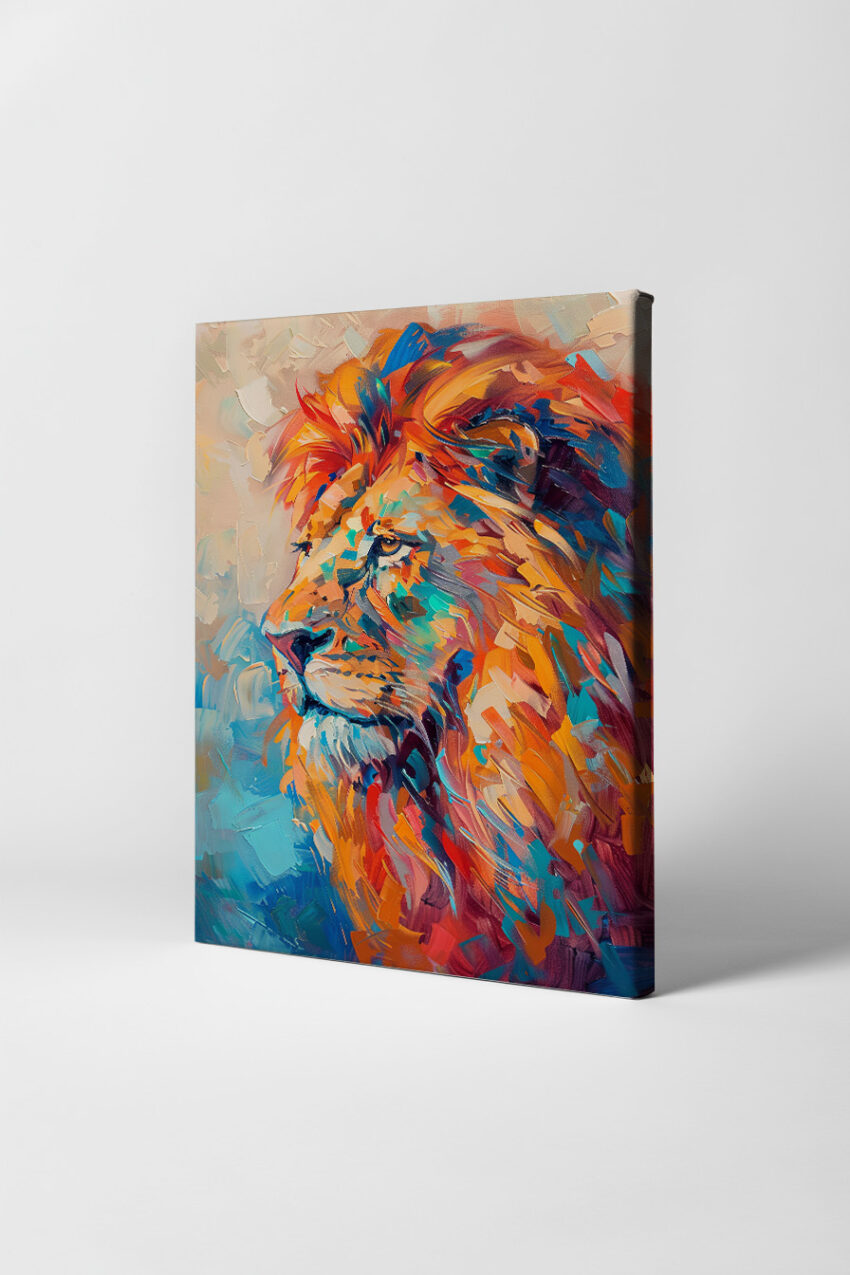 Digitale Kunst Poster Löwe bunt farbig