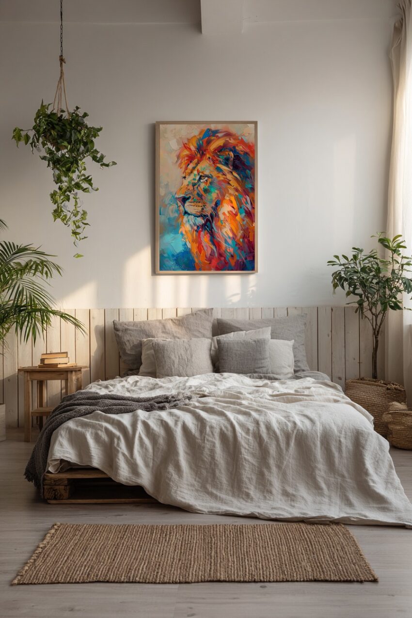 Digitale Kunst Poster Löwe bunt farbig