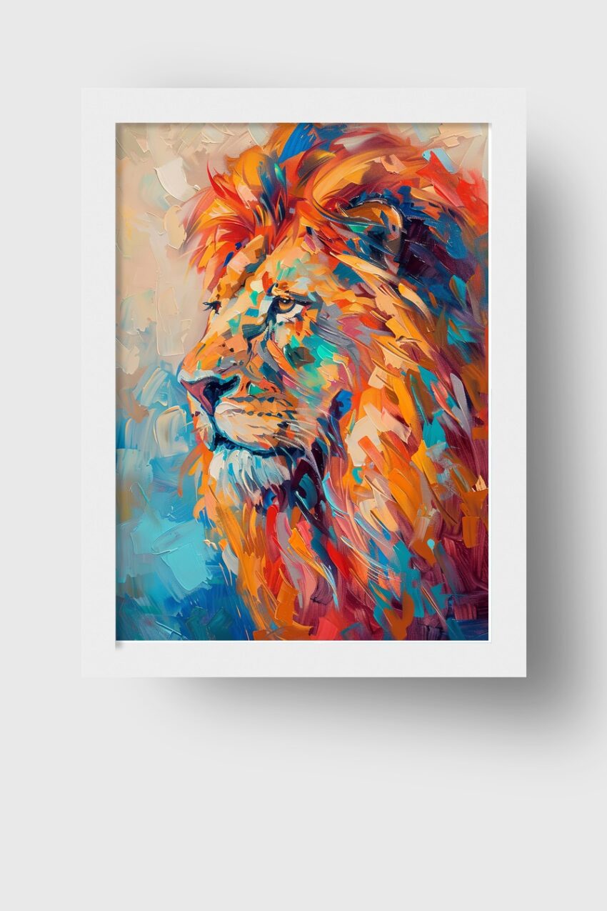 Digitale Kunst Poster Löwe bunt farbig