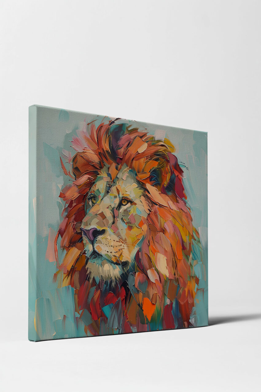 Illustration Poster Löwe farbig abstrakt orange rot