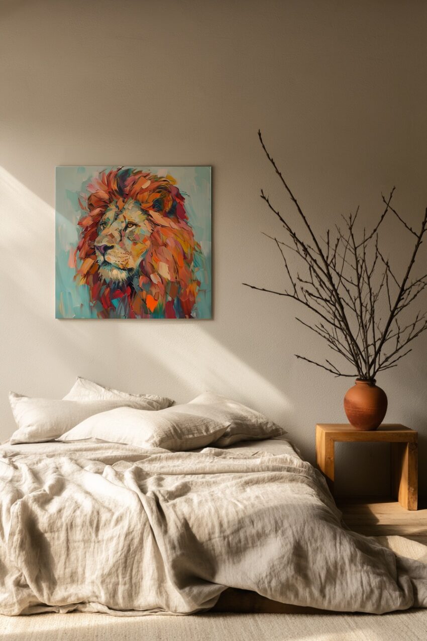 Illustration Poster Löwe farbig abstrakt orange rot