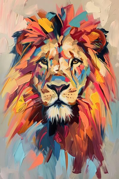 Löwenkopf farbig Leinwandbild