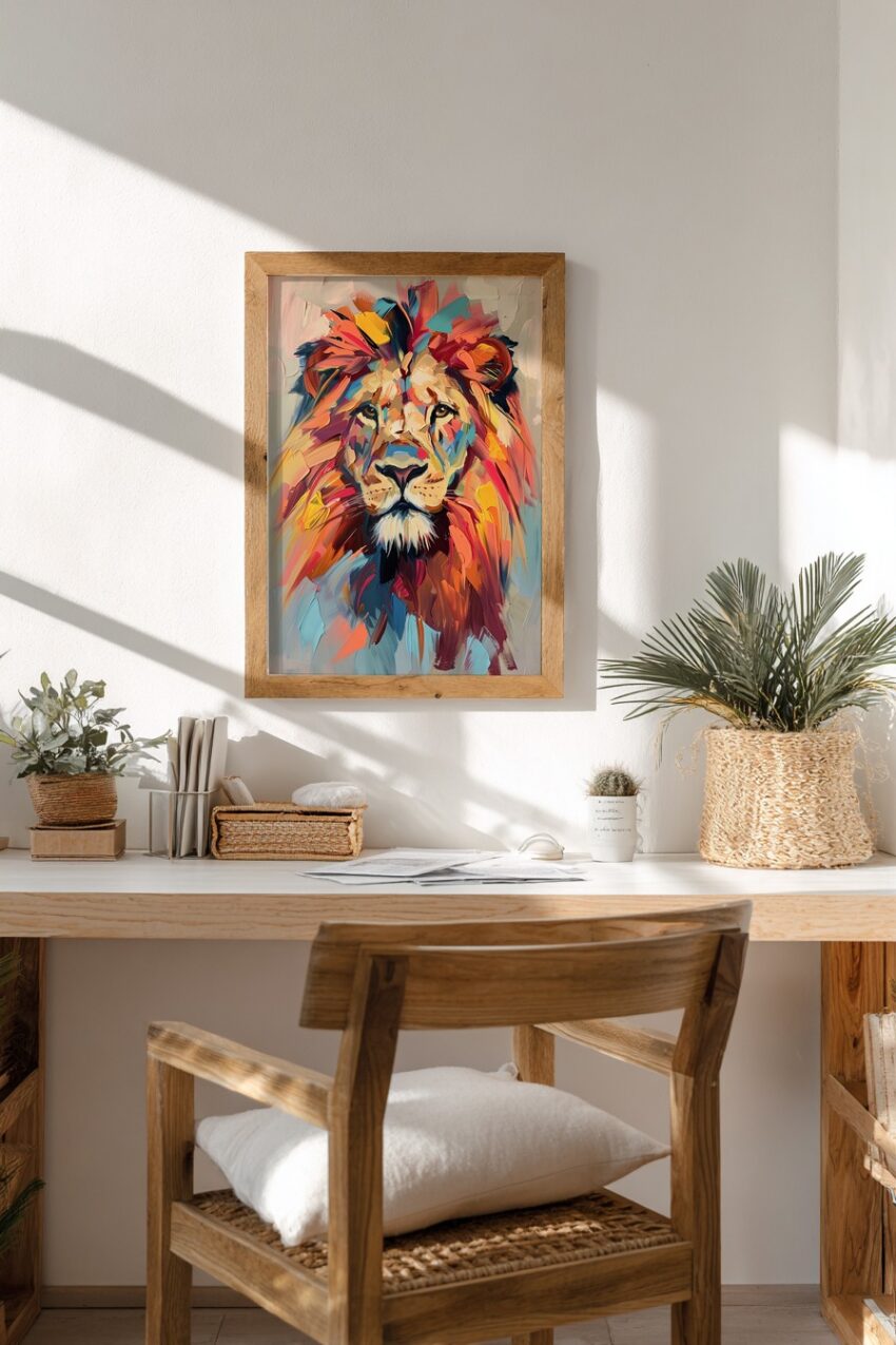 Grafik Poster Löwenkopf farbig bunt