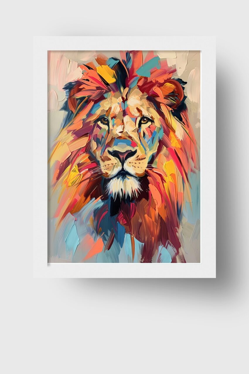 Grafik Poster Löwenkopf farbig bunt