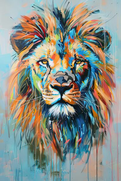 Löwenportrait farbig Poster