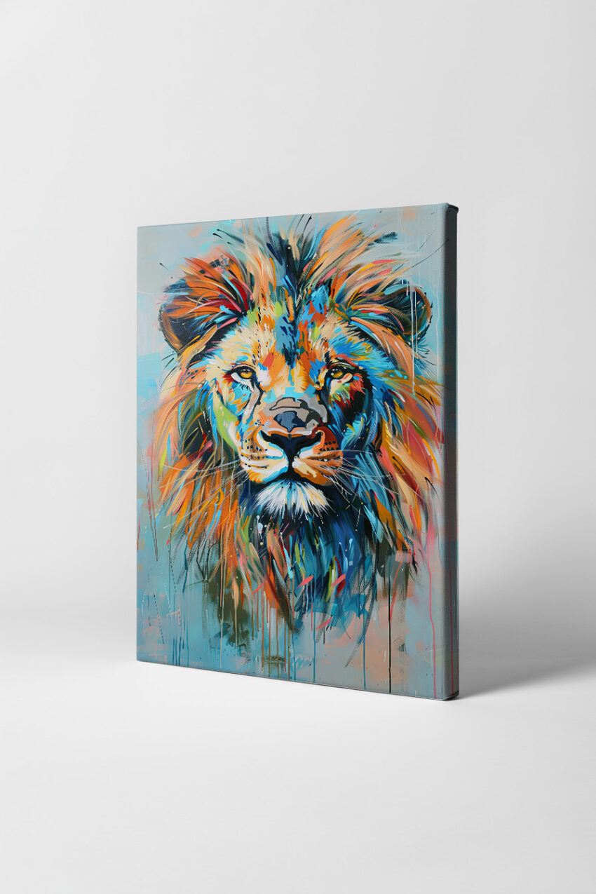 Digitale Kunst Poster Löwenkopf bunt farbintensiv