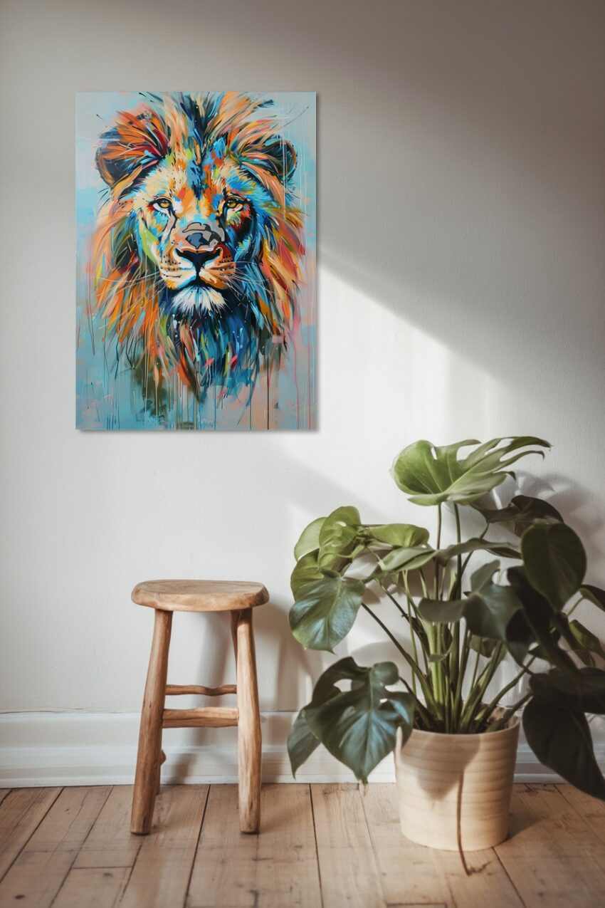 Digitale Kunst Poster Löwenkopf bunt farbintensiv