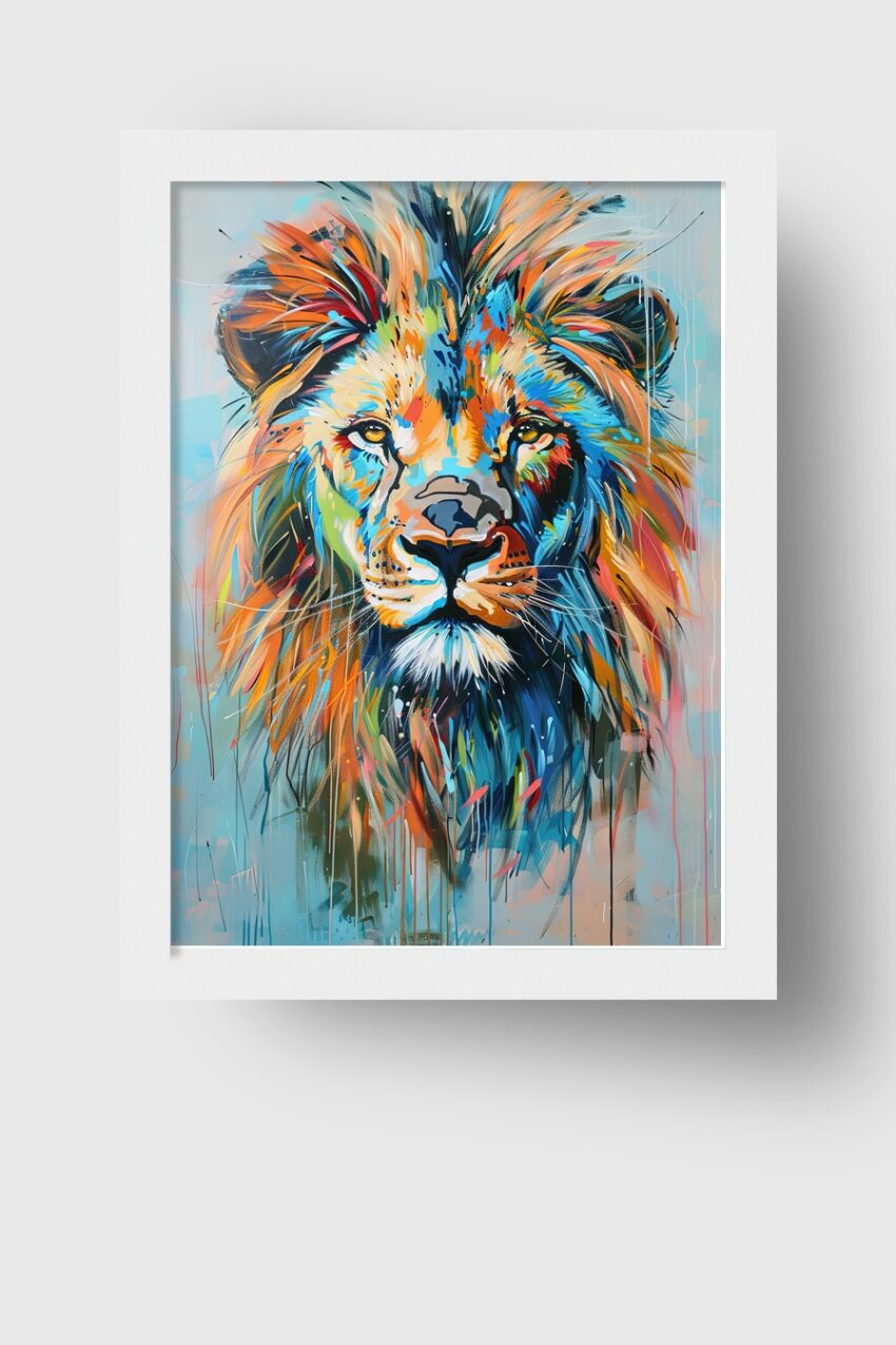 Digitale Kunst Poster Löwenkopf bunt farbintensiv