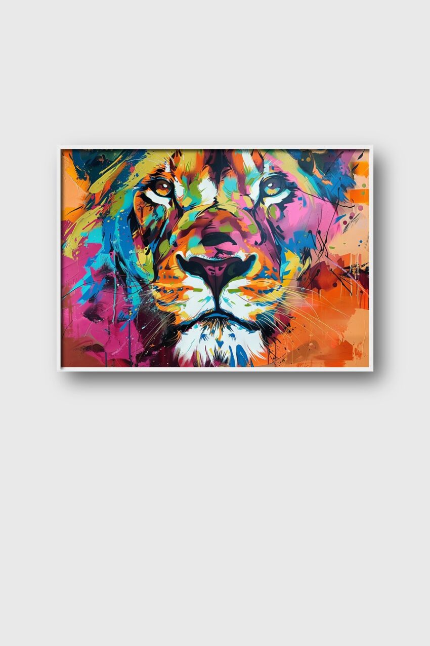 Grafik Poster Löwenkopf bunt farbenfroh