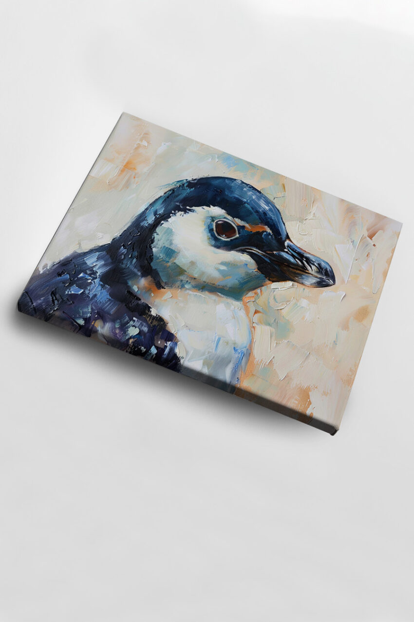 Malerei Poster Pinguinkopf blau weiß