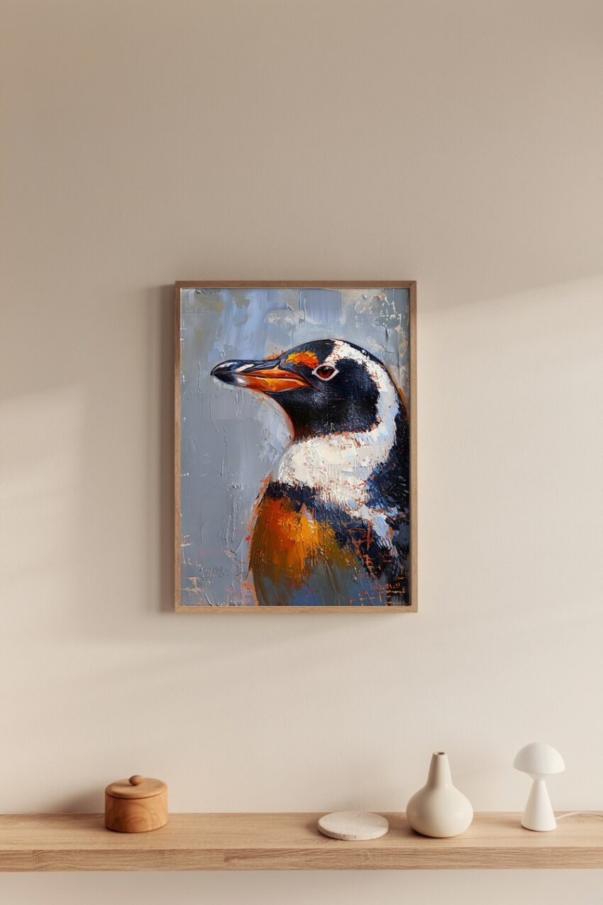 Malerei Poster Pinguinkopf farbig realistisch