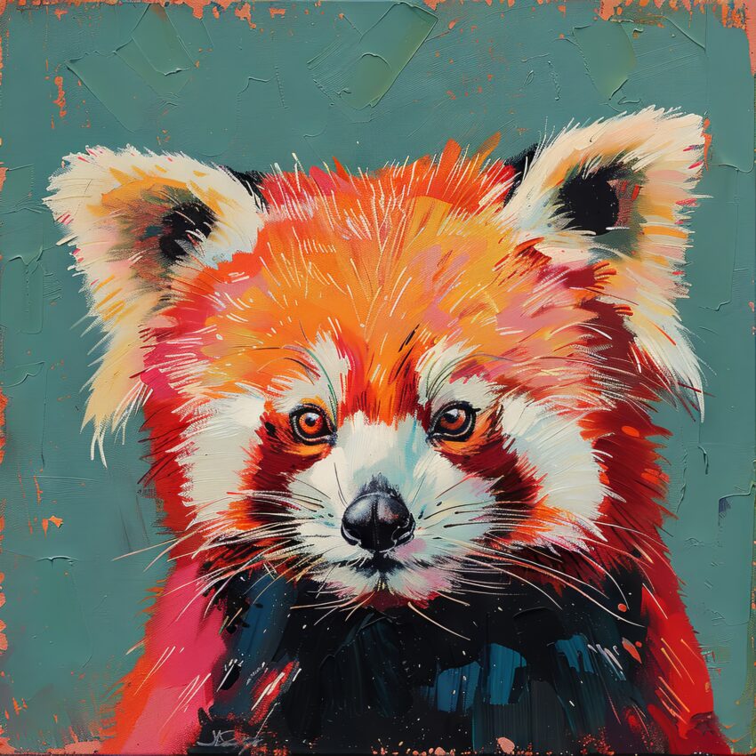 Illustration Poster Roter Panda farbig orange rot