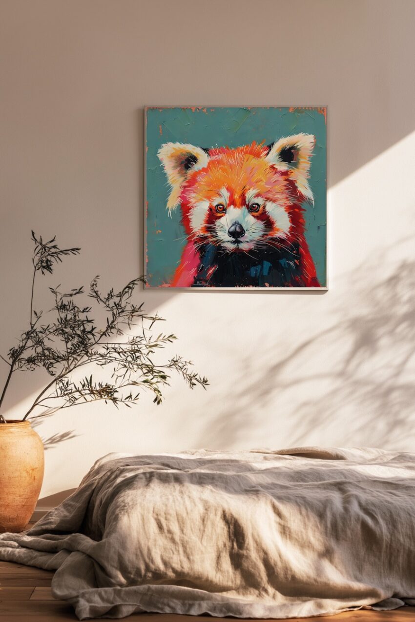 Illustration Poster Roter Panda farbig orange rot