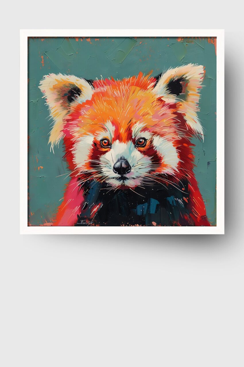 Illustration Poster Roter Panda farbig orange rot