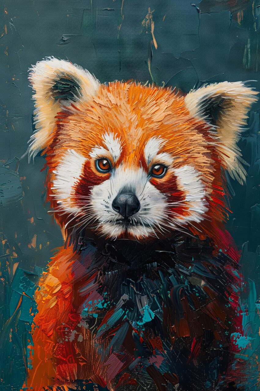 Malerei Poster Roter Panda detailreich orange braun