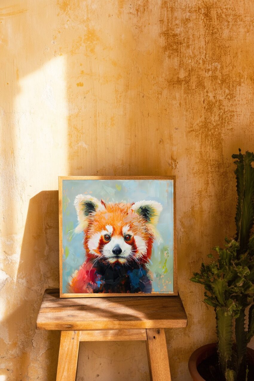 Malerei Poster Roter Panda bunt Porträt