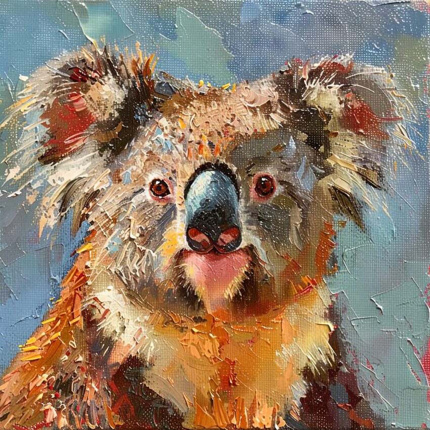 Öl Poster Koala Kopf farbig nah